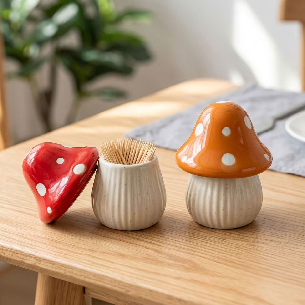 Home Goods Bathroom Storage - أوعية تخزين سيراميكية على شكل فطر