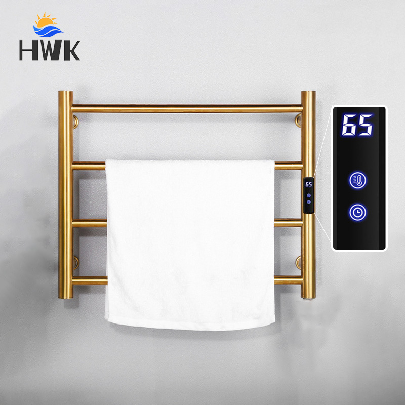 Towel Warmer Electric - قضيب تعليق المناشف الكهربائية باللون الأسود/الكروم/الذهبي.