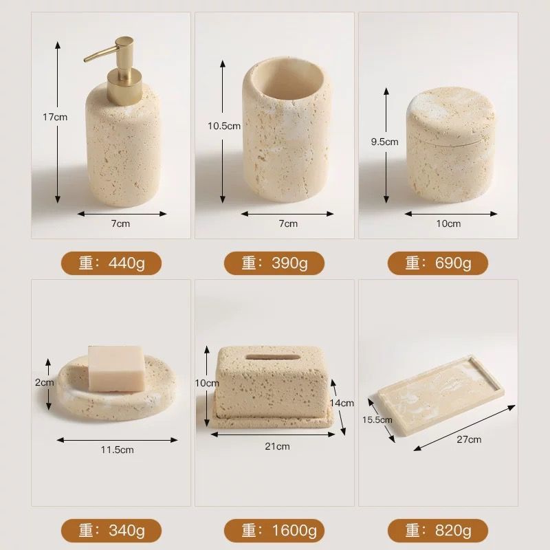 Zara Home Bathroom Set - موزع سائل للحمام من الرخام الأصفر