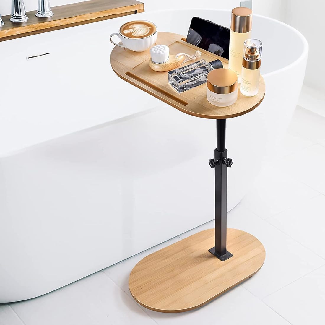 Bath Caddy Tray - صينية جانبية لحوض الاستحمام الخشبي، طاولة