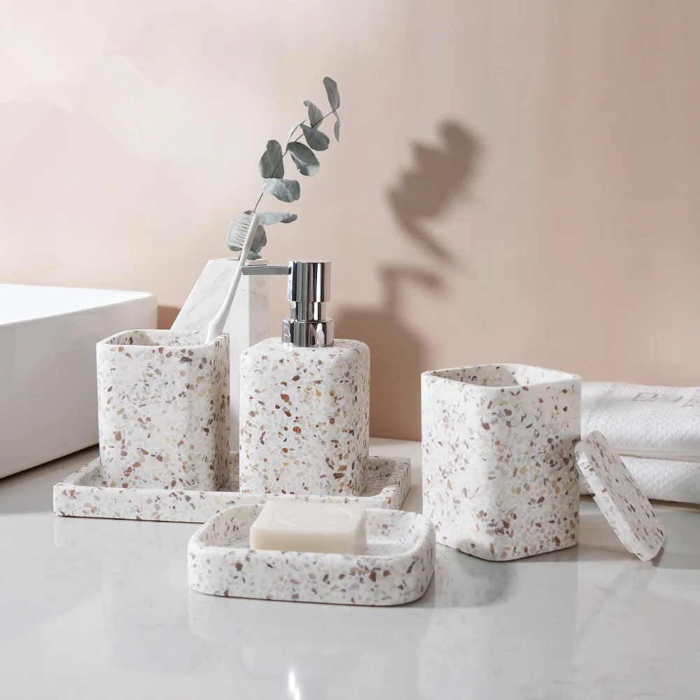 Zara Home Bathroom Set - موزع الصابون الحجري الطبيعي اكسسوارات الحمام