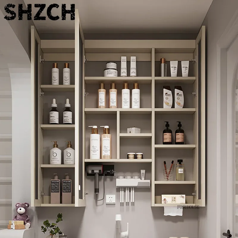 Home Bathroom Design - مرآة حمام عصرية سميكة مع خزانة