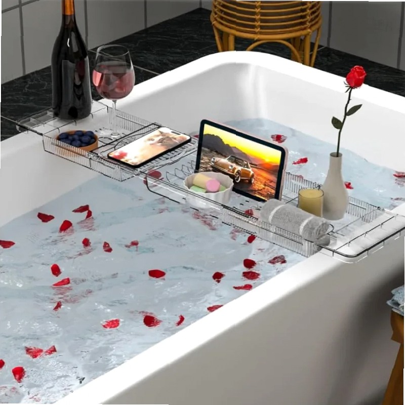 Bath Caddy Tray - منظم دش قابل للتعديل والتمدد، رف