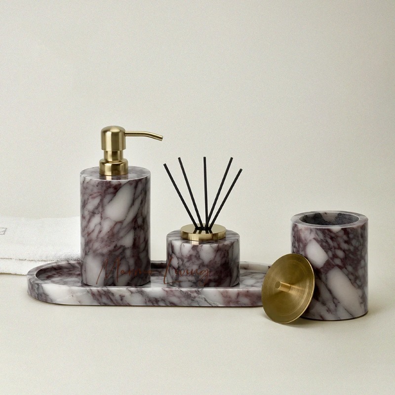 Zara Home Bathroom Set - مجموعة إكسسوارات الحمام من الرخام الطبيعي