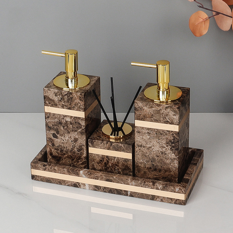 مجموعة حمام رخامية طبيعية داكن - مراجعة Zara Home Bathroom Set وسعره
