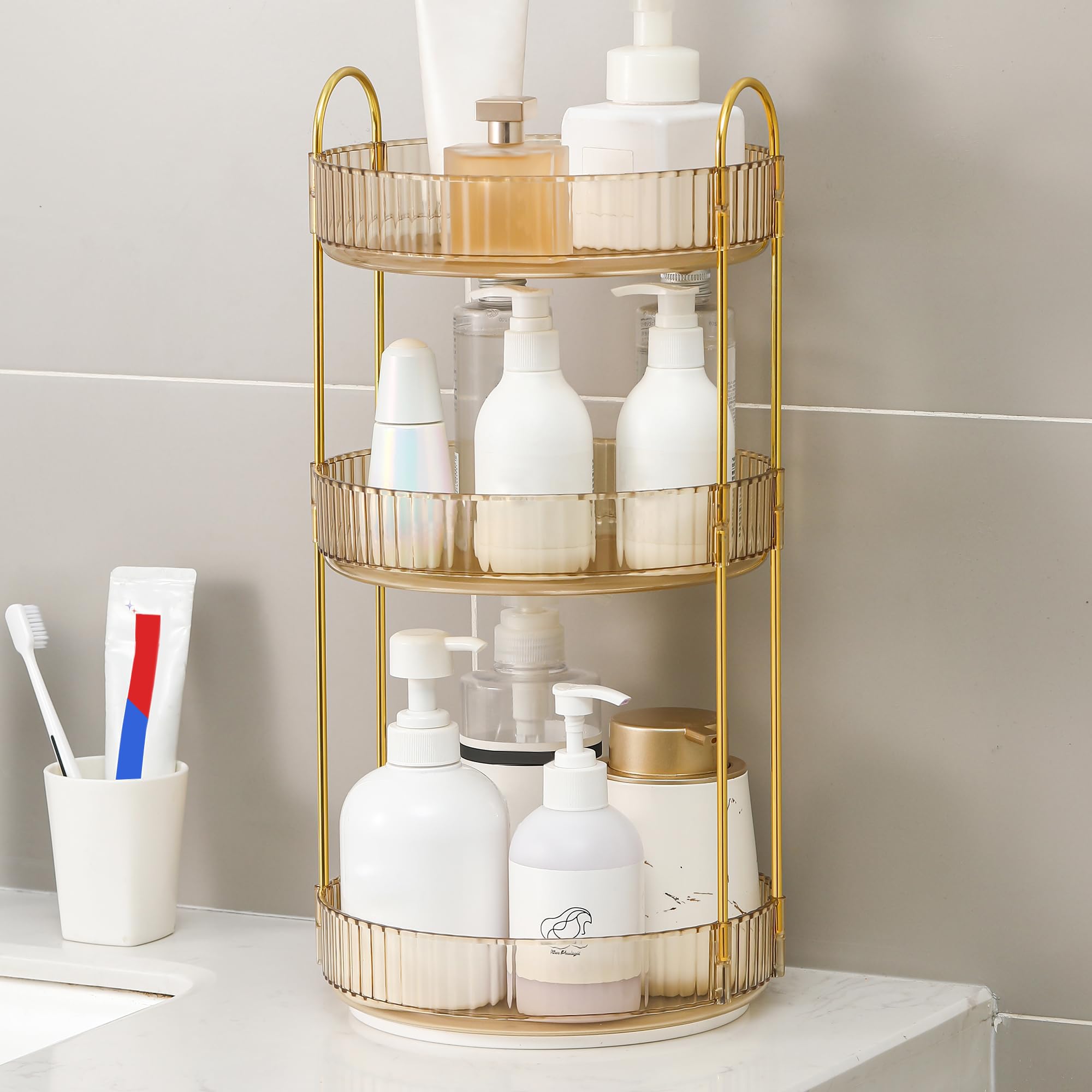 منظم مكياج دوّار 360 درجة، صند - مراجعة Home Essentials Bathroom Storage وسعره