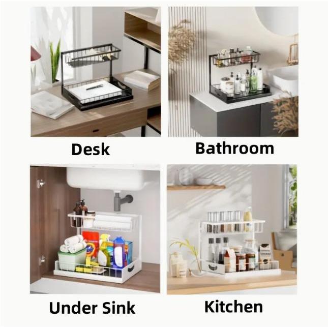 منظم خزانة متين قابل للسحب، رف - مراجعة Home Bathroom Sink وسعره