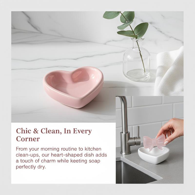 طبق صابون سيراميك بتصميم قلب و - مراجعة Home Bathroom Sink وسعره