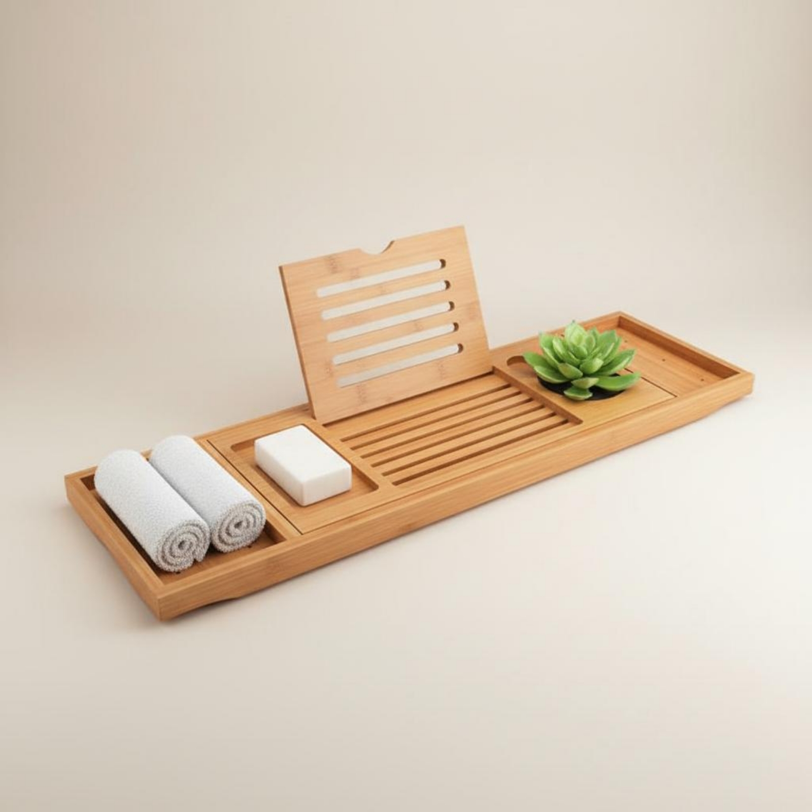 صينية حمام خشبية بلون الخيزران - مراجعة Bath Caddy Tray وسعره