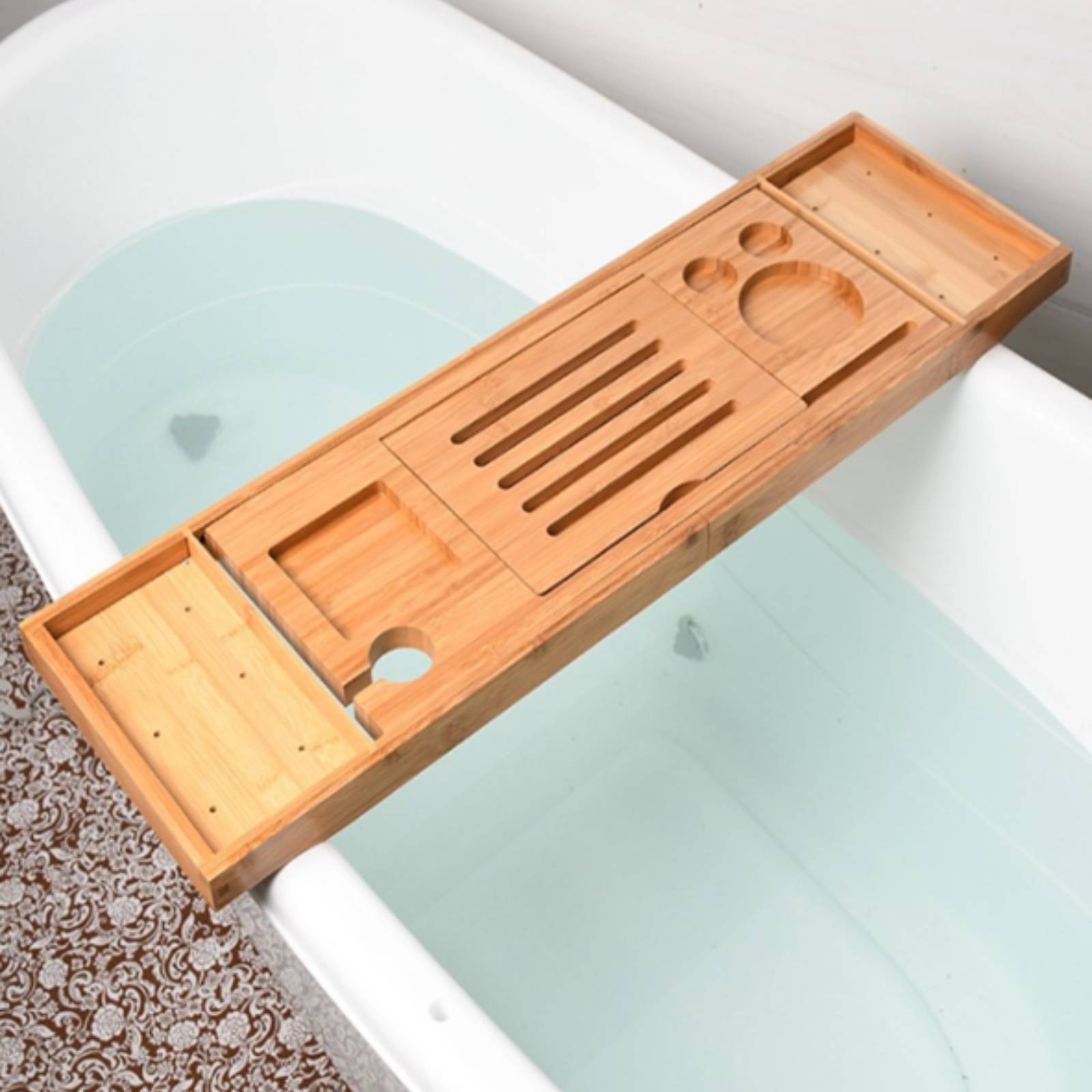 صينية حمام خشبية بلون الخيزران - مراجعة Bath Caddy Tray وسعره