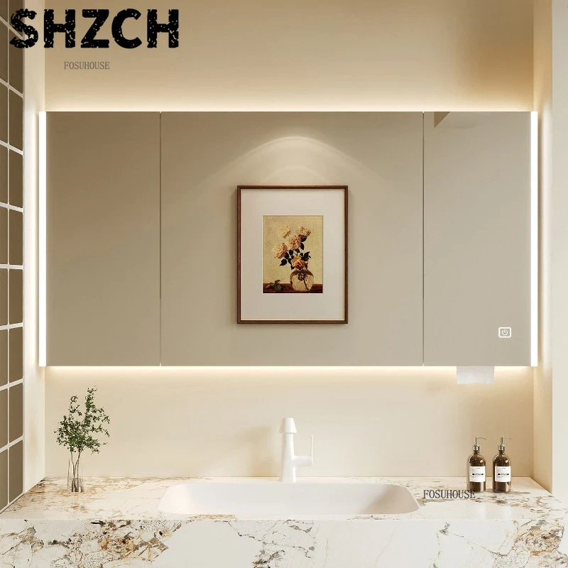 مرآة حمام عصرية سميكة مع خزانة - مراجعة Home Bathroom Design وسعره