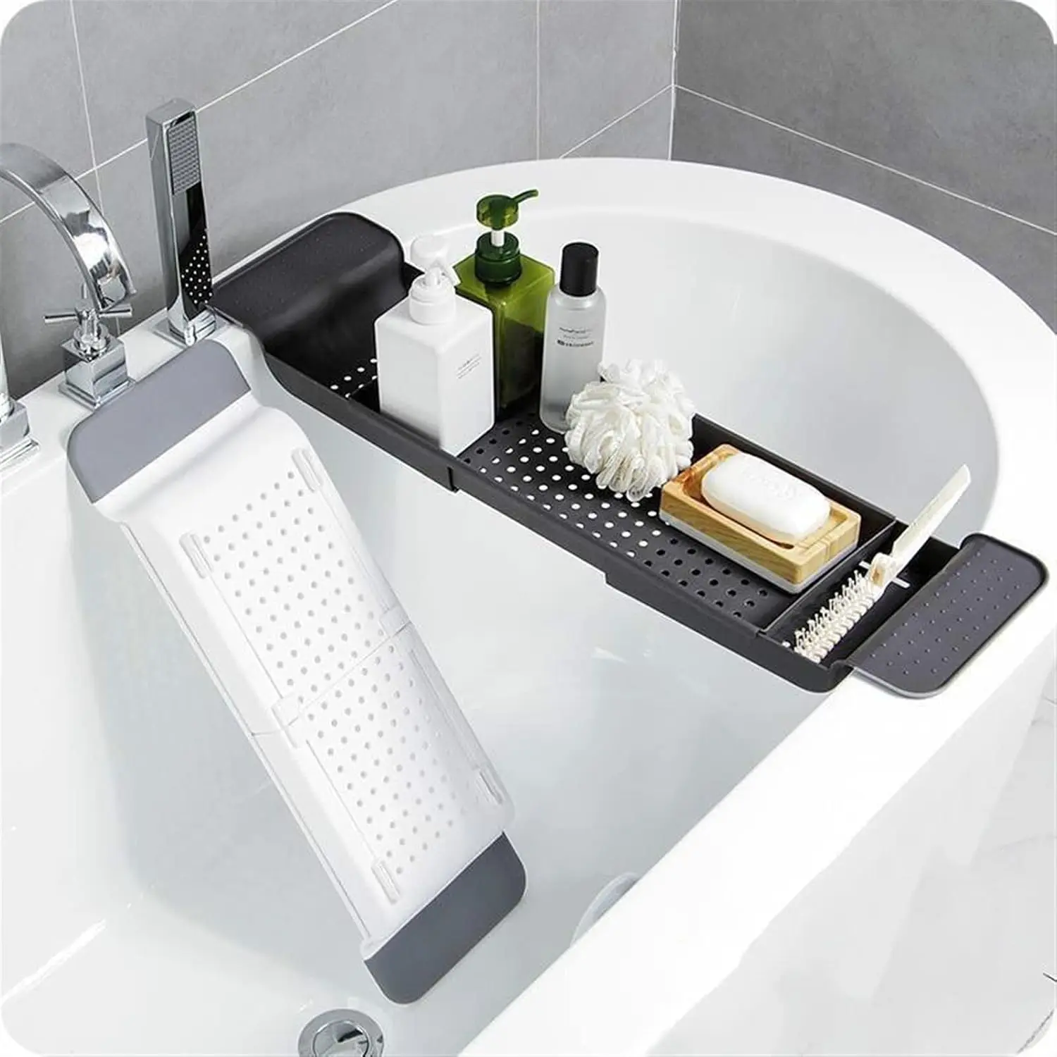 رف حوض الاستحمام القابل للتمدي - مراجعة Bath Caddy Tray وسعره