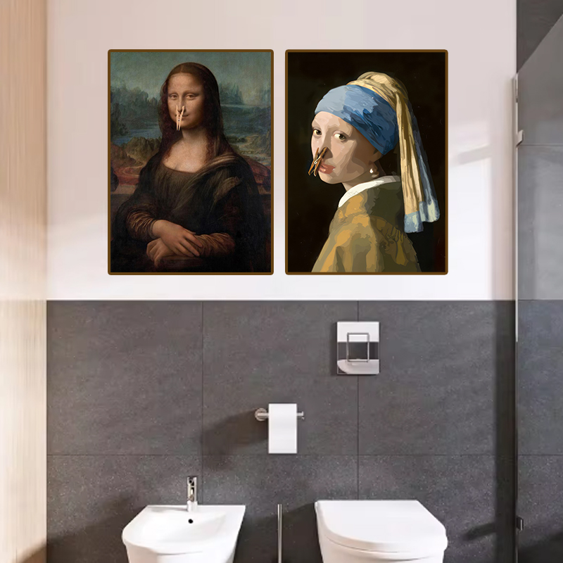 لوحة فنية تجريدية مضحكة للحمام - مراجعة Home Bathroom Design وسعره