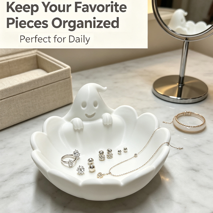 صينية مجوهرات بيضاء غير لامعة  - مراجعة Home Essentials Bathroom Storage وسعره